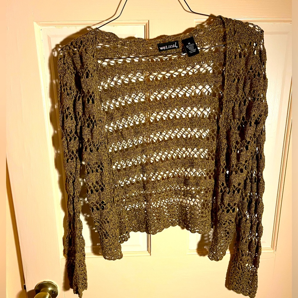 Brown Wet Seal crochet cardigan